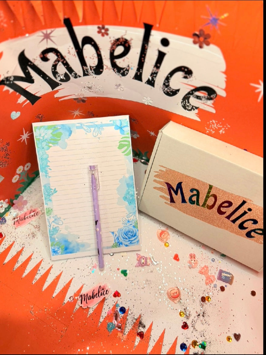 A6 Notepad with blue flowers/ leaves 180gsm cardstock