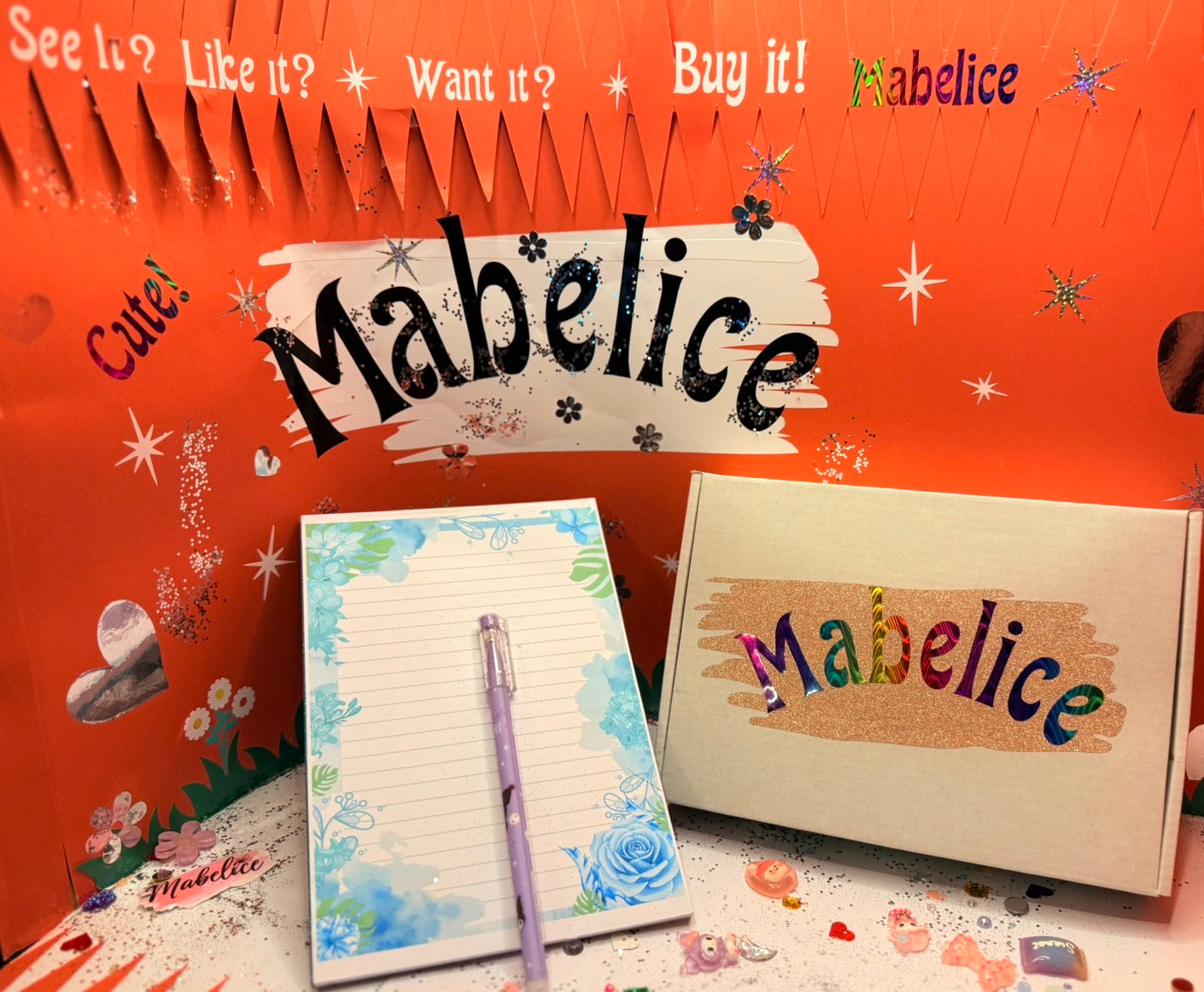 A6 Notepad with blue flowers/ leaves 180gsm cardstock