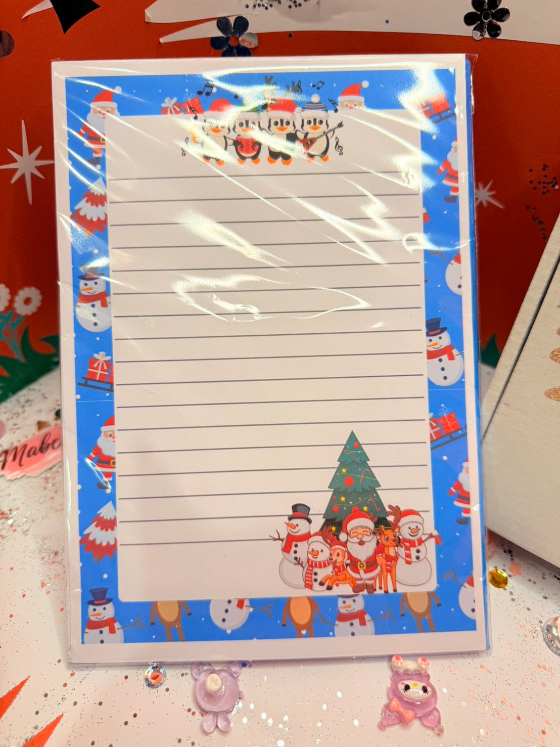 A5 Notepad, blue with snowman
