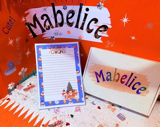 A5 Notepad, blue with snowman