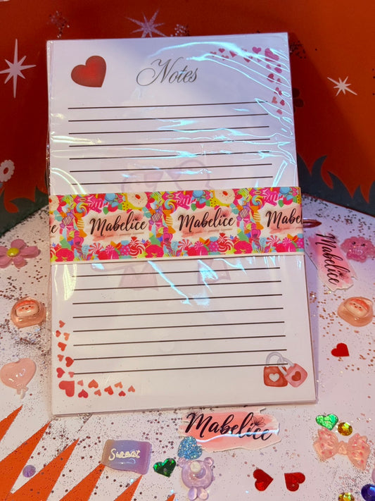 Notes, with red hearts